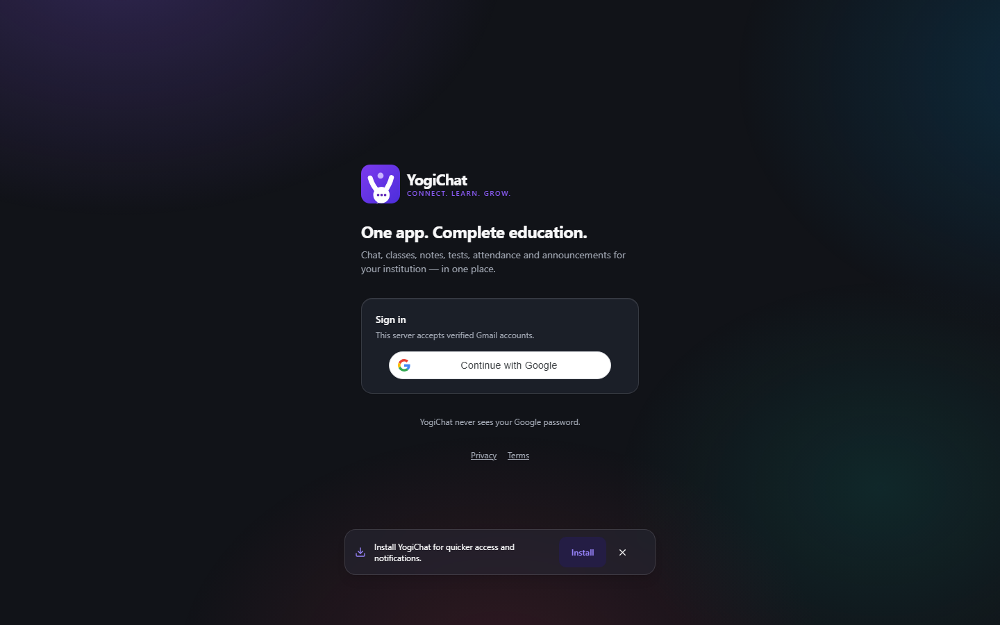 Kalviyogi Chat original website preview